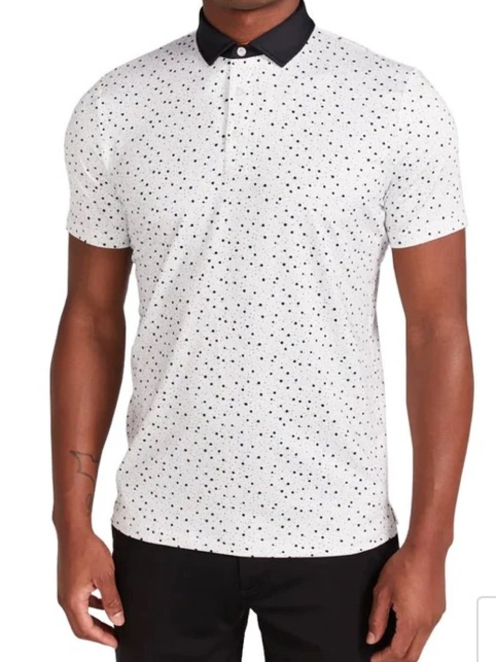 Redvanly Golf Shirt Polo Men M Bedford Dot Performance All Over Print AOP Preppy